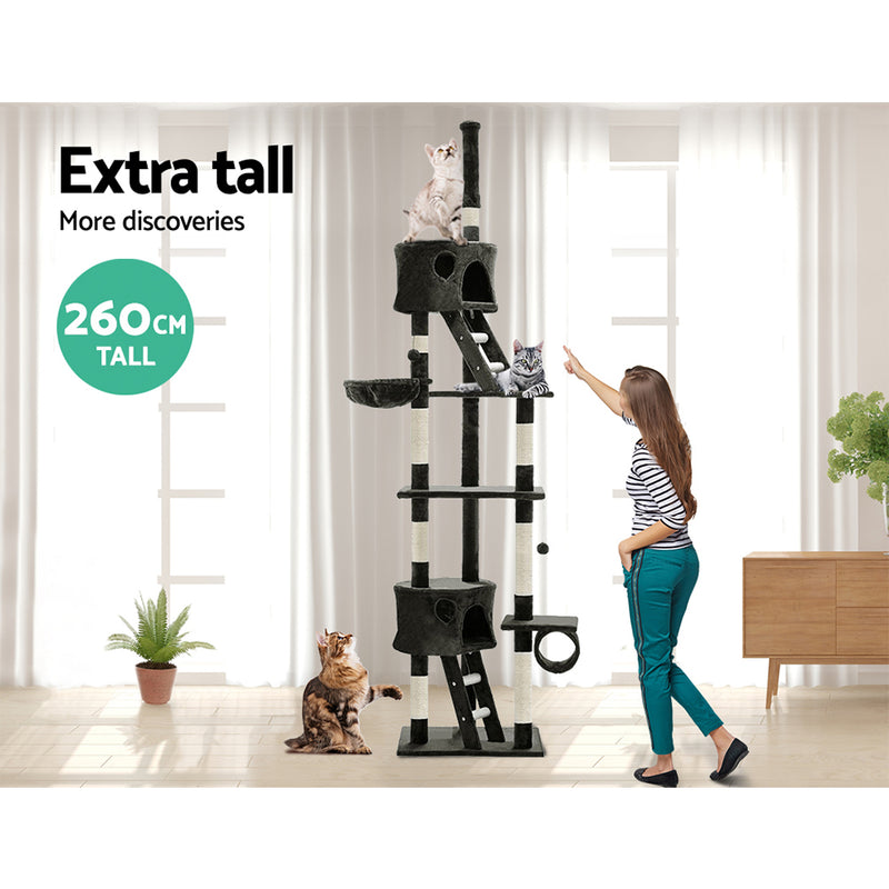 i.Pet Cat Tree 260cm Trees Scratching Post Scratcher Tower Condo House Furniture Wood - Sale Now