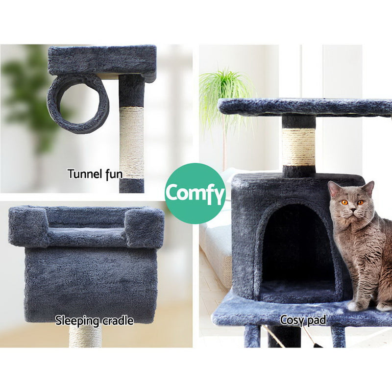 i.Pet Cat Tree 141cm Trees Scratching Post Scratcher Tower Condo House Furniture Wood - Sale Now