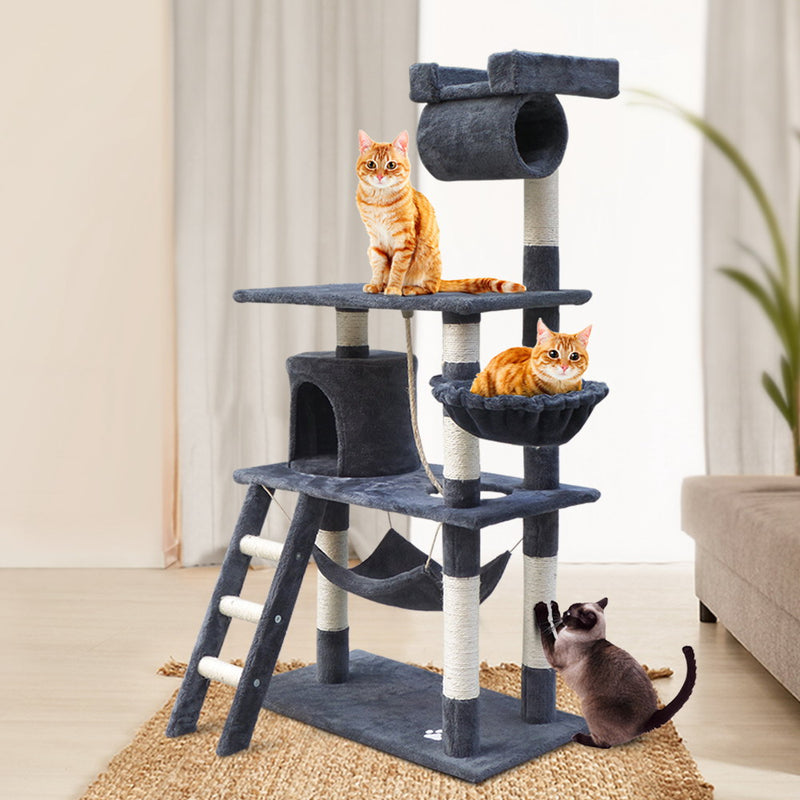 i.Pet Cat Tree 141cm Trees Scratching Post Scratcher Tower Condo House Furniture Wood - Sale Now