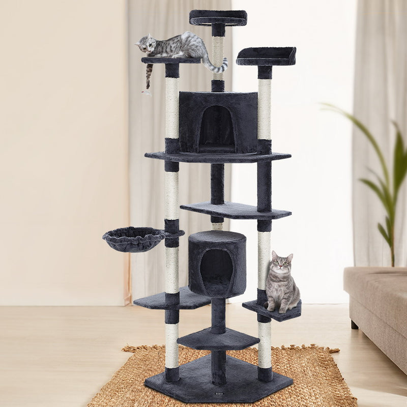 i.Pet Cat Tree 203cm Trees Scratching Post Scratcher Tower Condo House Furniture Wood - Sale Now