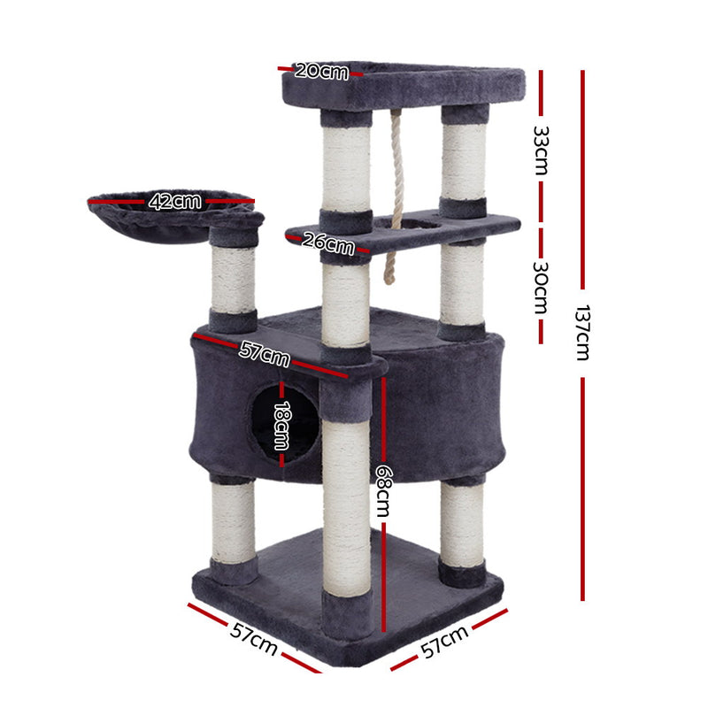 i.Pet Premium Cat Tree 137cm Trees Scratching Post Scratcher Tower Condo House Furniture - Sale Now