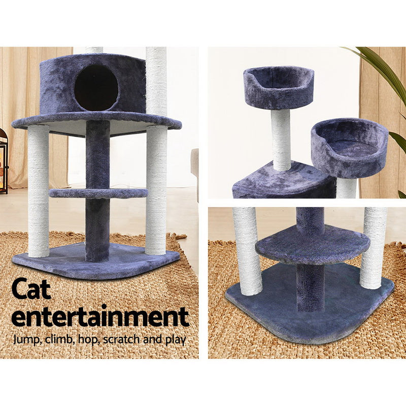 i.Pet Cat Tree 126cm Trees Scratching Post Scratcher Tower Condo House Furniture Wood - Sale Now