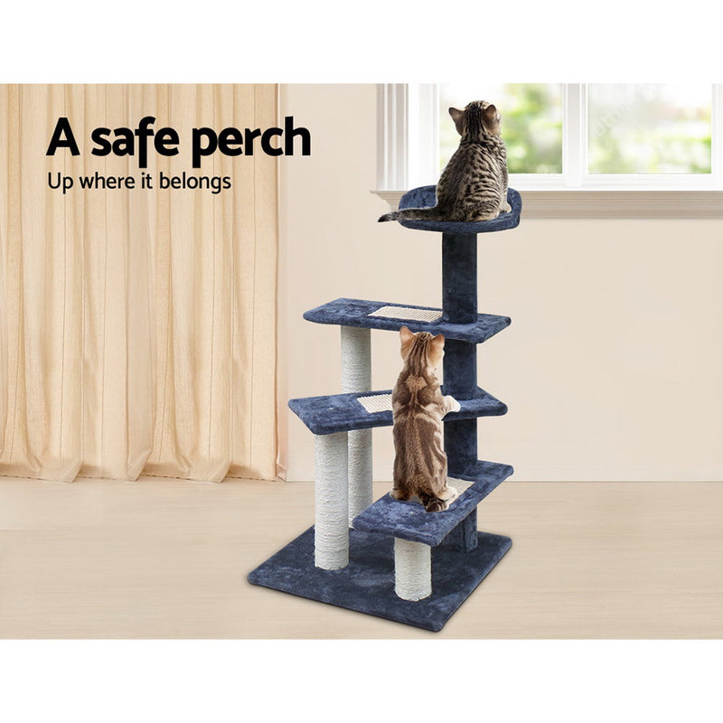 i.Pet Cat Tree 100cm Trees Scratching Post Scratcher Tower Condo House Furniture Wood Steps - Sale Now