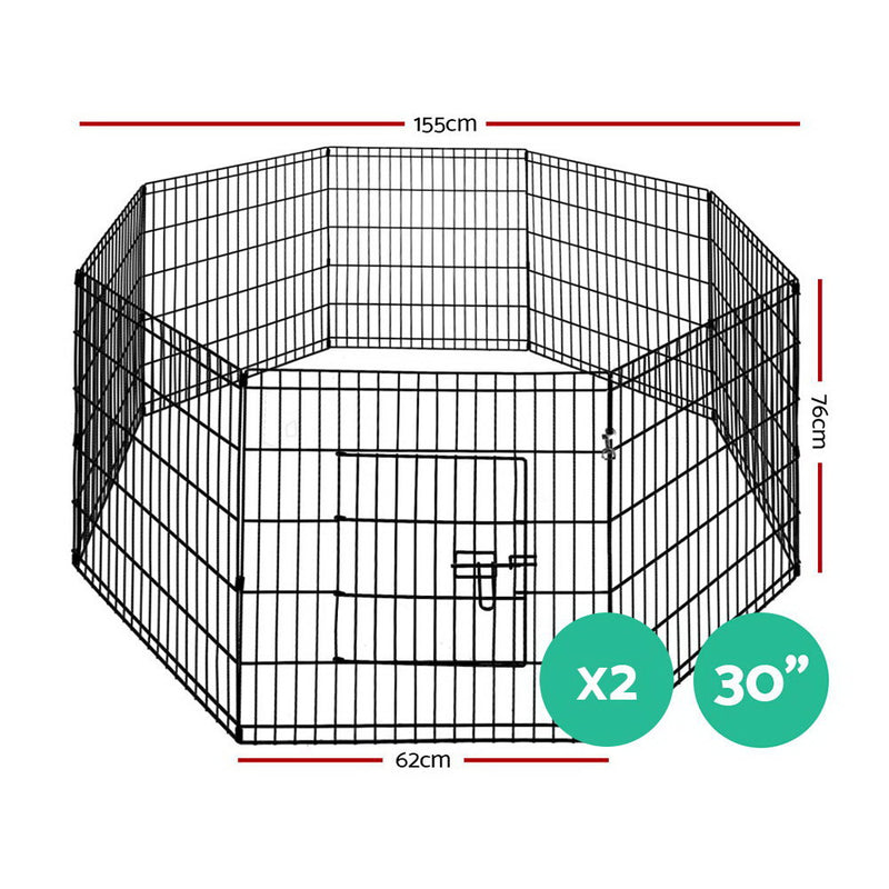 i.Pet 2X30" 8 Panel Pet Dog Playpen Puppy Exercise Cage Enclosure Fence Play Pen - Sale Now