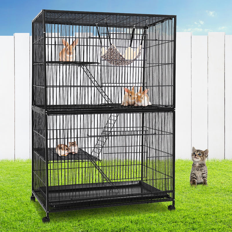 i.Pet 4 Level Rabbit Cage Bird Ferret Parrot Aviary Cat Hamster Castor 142cm - Sale Now