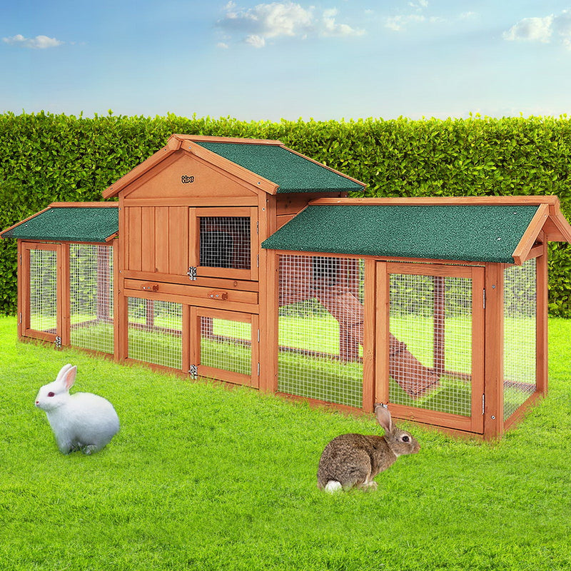 i.Pet Rabbit Hutch Hutches Large Metal Run Wooden Cage Chicken Coop Guinea Pig - Sale Now