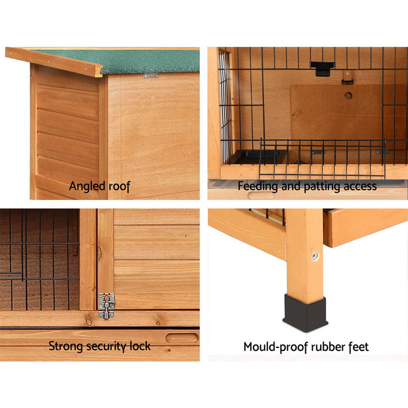 i.Pet Rabbit Hutch Hutches Large Metal Run Wooden Cage Waterproof Outdoor Pet House Chicken Coop Guinea Pig Ferret Chinchilla Hamster 91.5cm x 46cm x 116.5cm - Sale Now