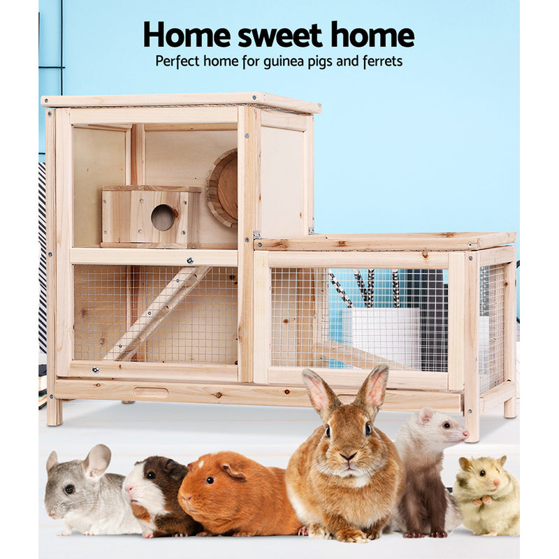i.Pet Hamster Guinea Pig Ferrets Rodents Hutch Hutches Large Wooden Cage Running 80cm x 40cm x 60cm - Sale Now