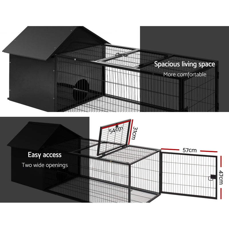 i.Pet Rabbit Cage Hutch Cages Indoor Outdoor Hamster Enclosure Pet Metal Carrier 162CM Length - Sale Now