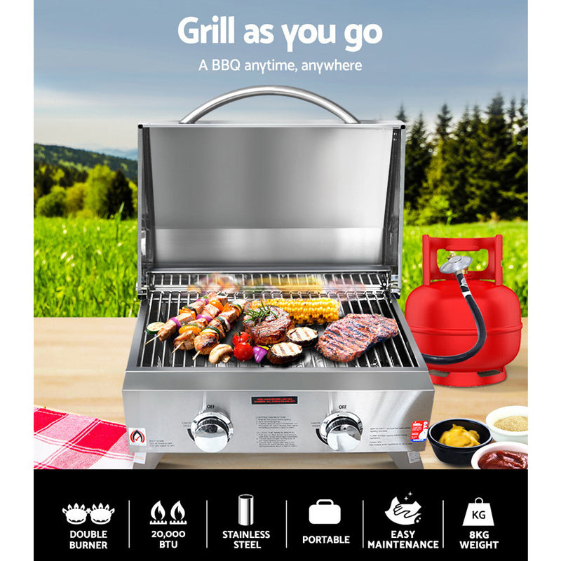 Grillz Portable 2 Burner Gas BBQ - Sale Now