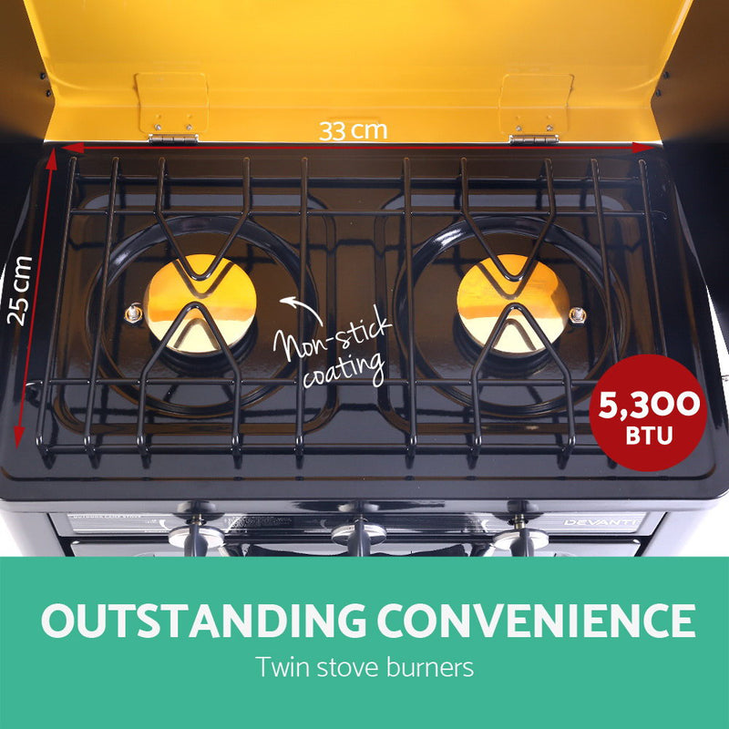 Devanti 3 Burner Portable Oven - Black & Yellow - Sale Now