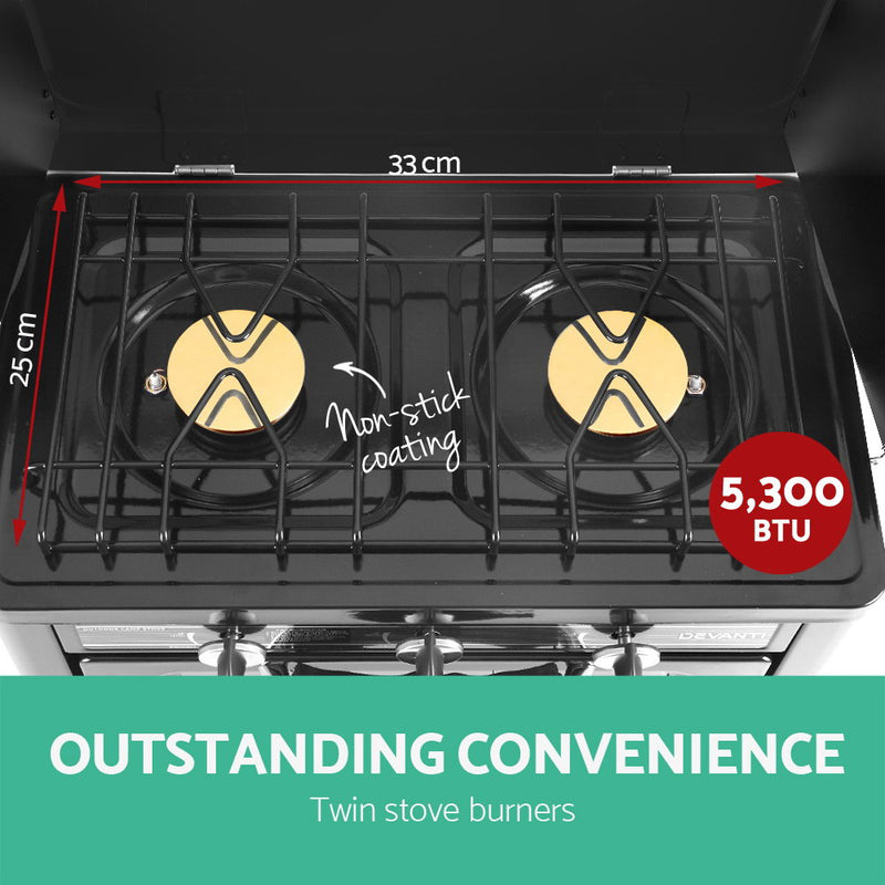 Devanti 3 Burner Portable Oven - Silver & Black - Sale Now