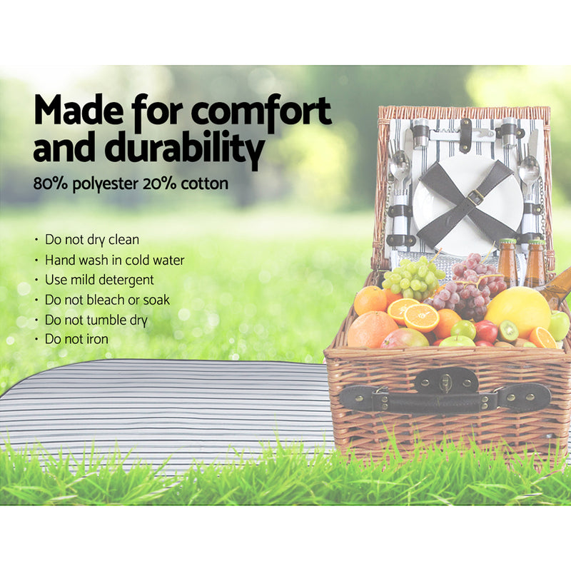 Alfresco 2 Person Picnic Basket Baskets Deluxe Outdoor Corporate Blanket Park - Sale Now
