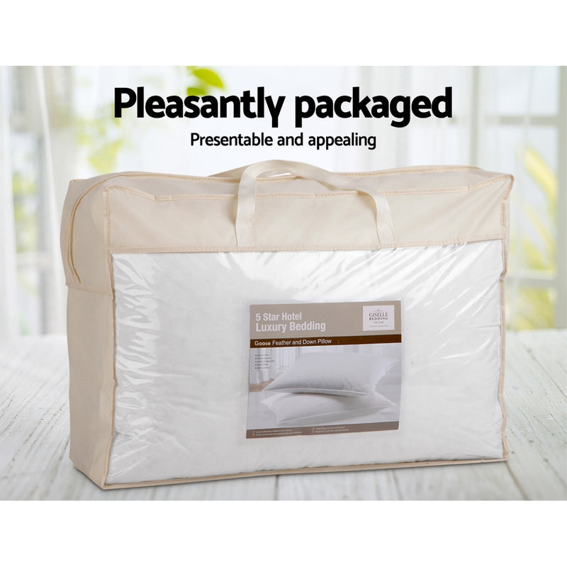 Giselle Bedding Set of 2 Goose Feather and Down Pillow - White - Sale Now