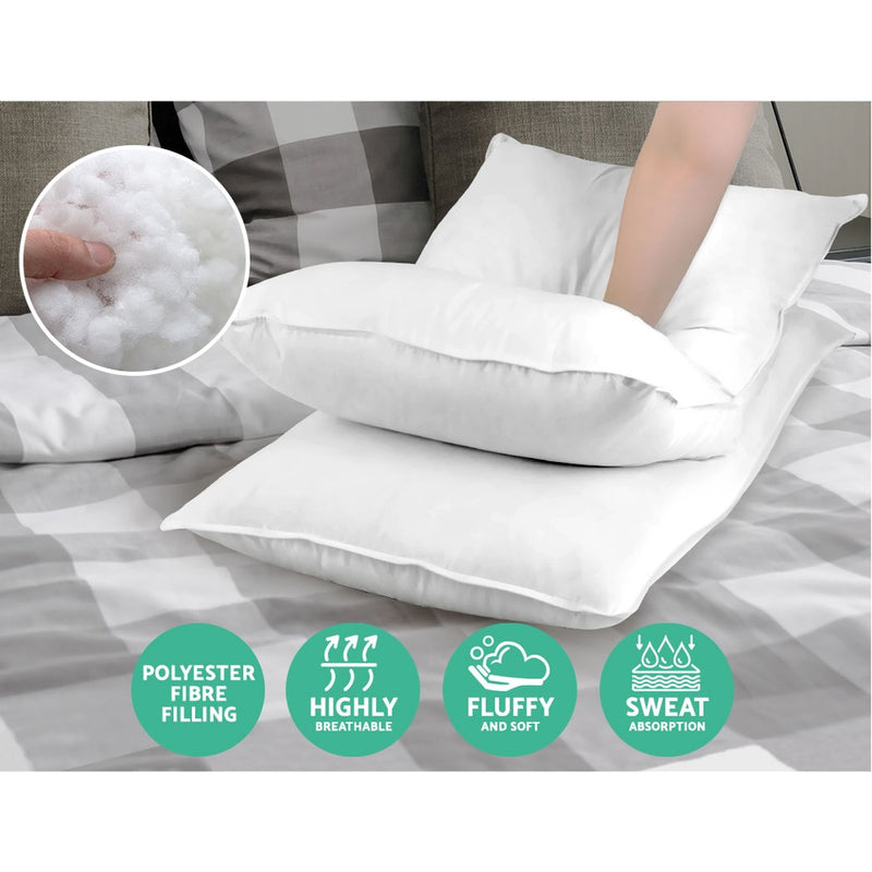 Giselle Bedding King Size 4 Pack Bed Pillow Medium*2 Firm*2 Microfibre Fiiling - Sale Now