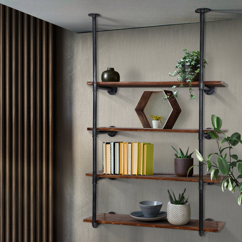 Artiss Wall Display Shelves Industrial Bookshelf DIY Pipe Shelf Rustic Brackets - Sale Now