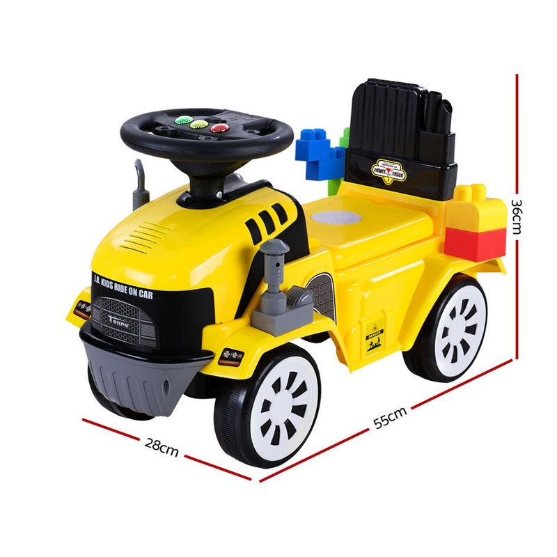 Keezi Kids Ride On Car w/ Building Blocks Toy Cars Engine Vehicle Truck Children - Sale Now