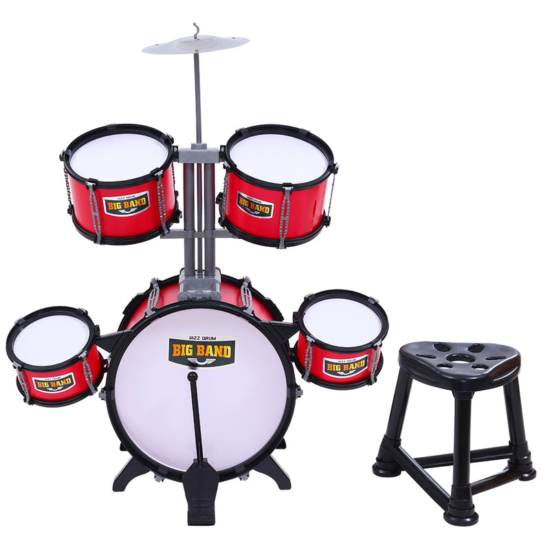 Keezi Kids 7 Drum Set Junior Drums Kit Musical Play Toys Childrens Mini Big Band - Sale Now