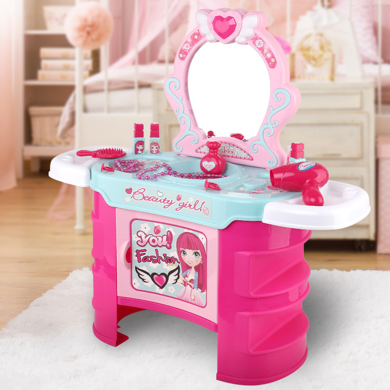 Keezi Kids Makeup Desk Play Set - Pink - Sale Now