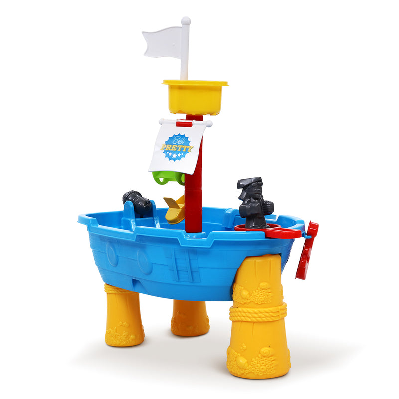 Keezi Kids Beach Sand and Water Toys Outdoor Table Pirate Ship Childrens Sandpit - Sale Now