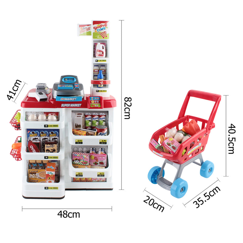 Keezi 24 Piece Kids Super Market Toy Set - Red & White - Sale Now