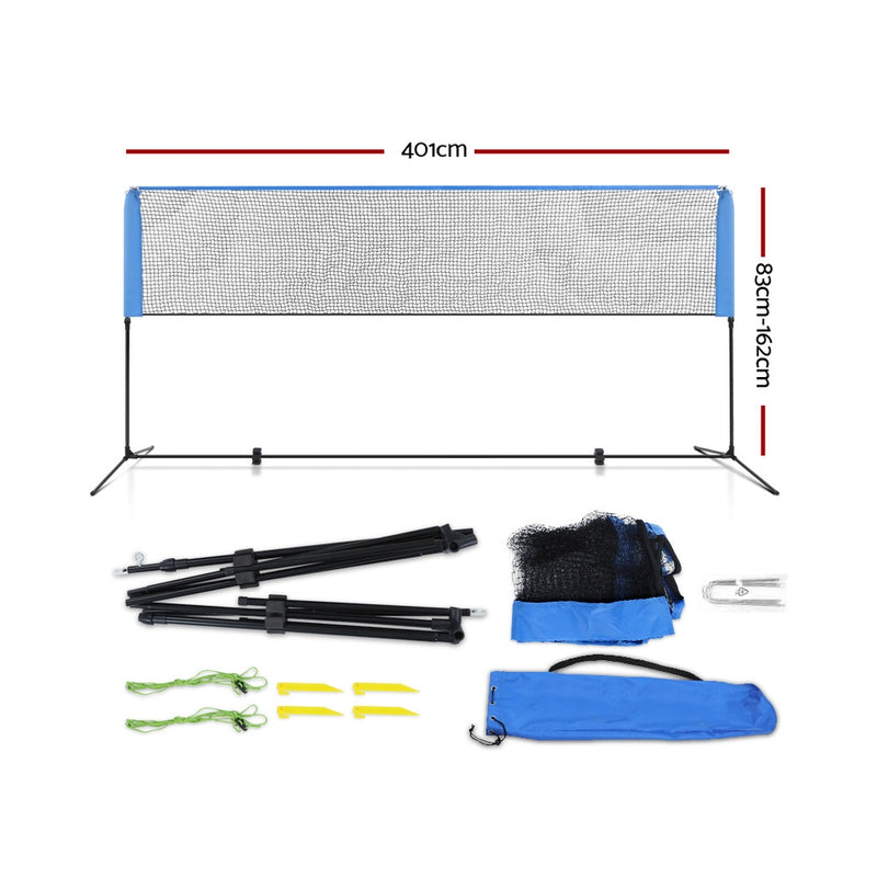 Everfit Portable Sports Net Stand Badminton Volleyball Tennis Soccer 4m 4ft Blue - Sale Now