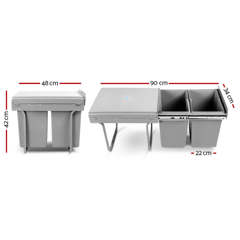 Cefito 2x20L Pull Out Bin - Grey - Sale Now