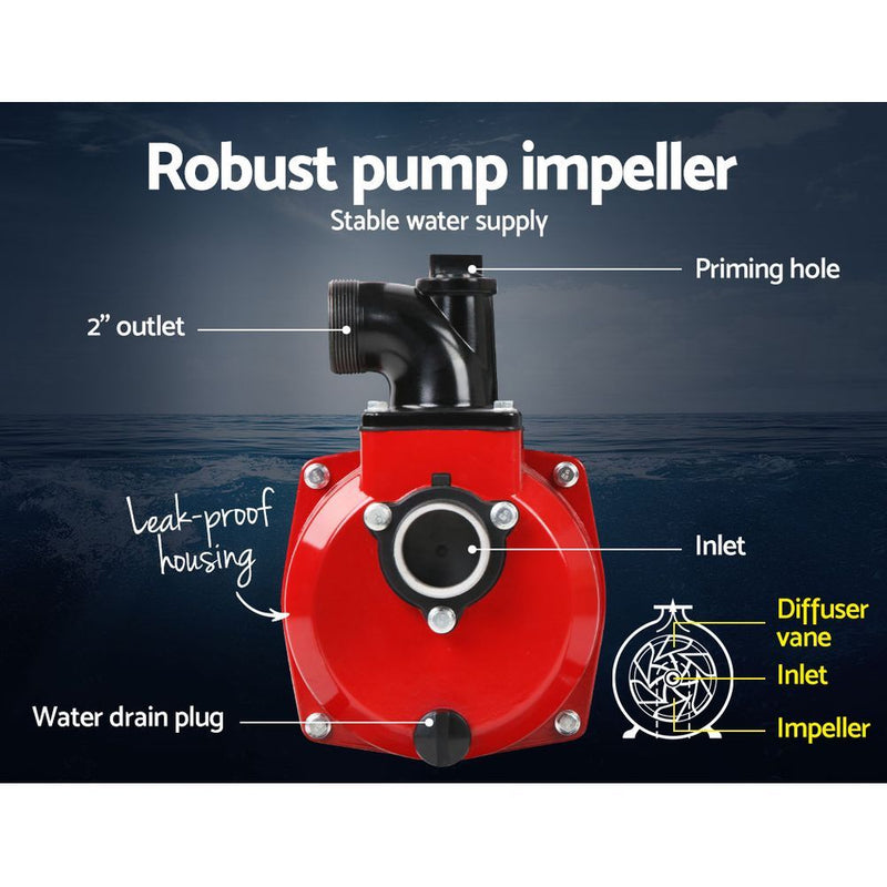 Giantz 2inch High Flow Water Pump - Black & Red - Sale Now
