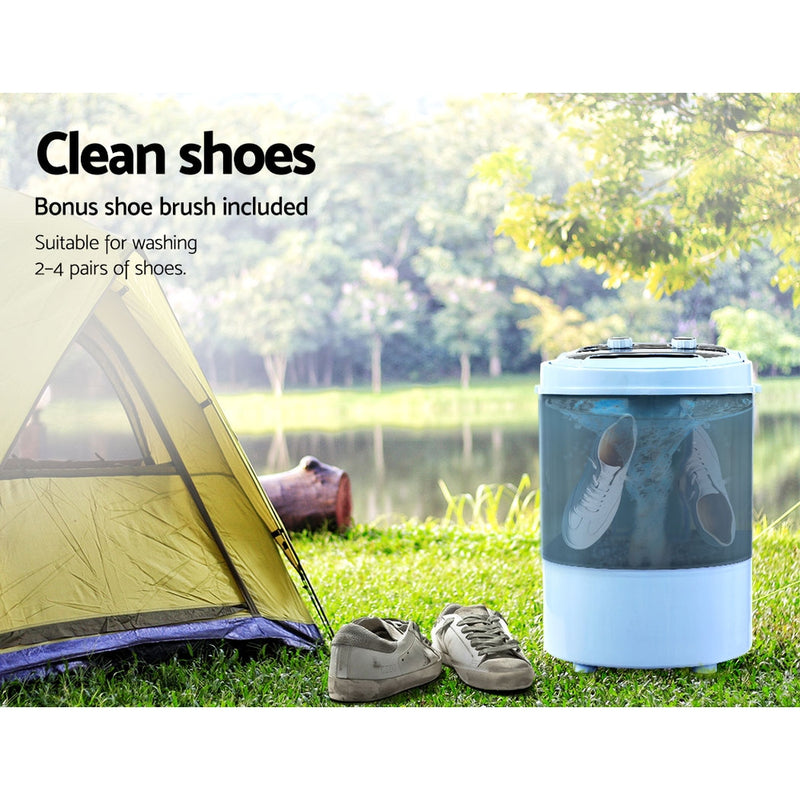 Devanti 3KG Mini Portable Washing Machine Shoes Wash Top Load Spin Camp Caravan - Sale Now