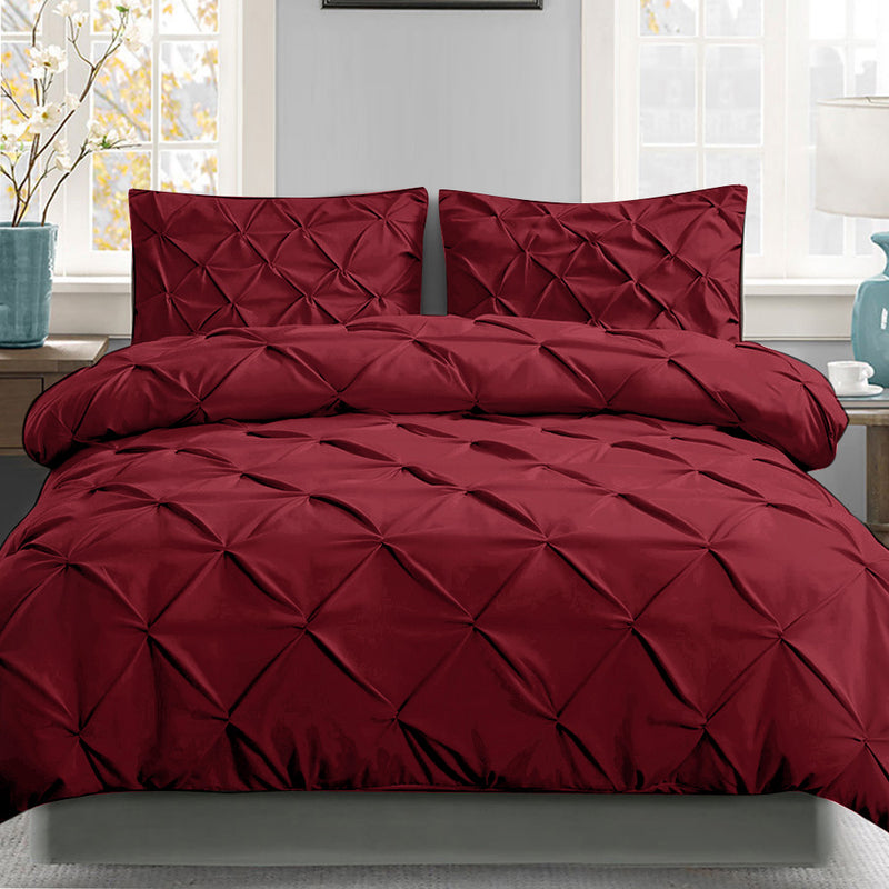 Giselle Luxury Classic Bed Duvet Doona Quilt Cover Set Hotel King Burgundy Red - Sale Now