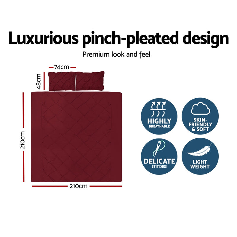 Giselle Luxury Classic Bed Duvet Doona Quilt Cover Set Hotel Queen Burgundy Red - Sale Now