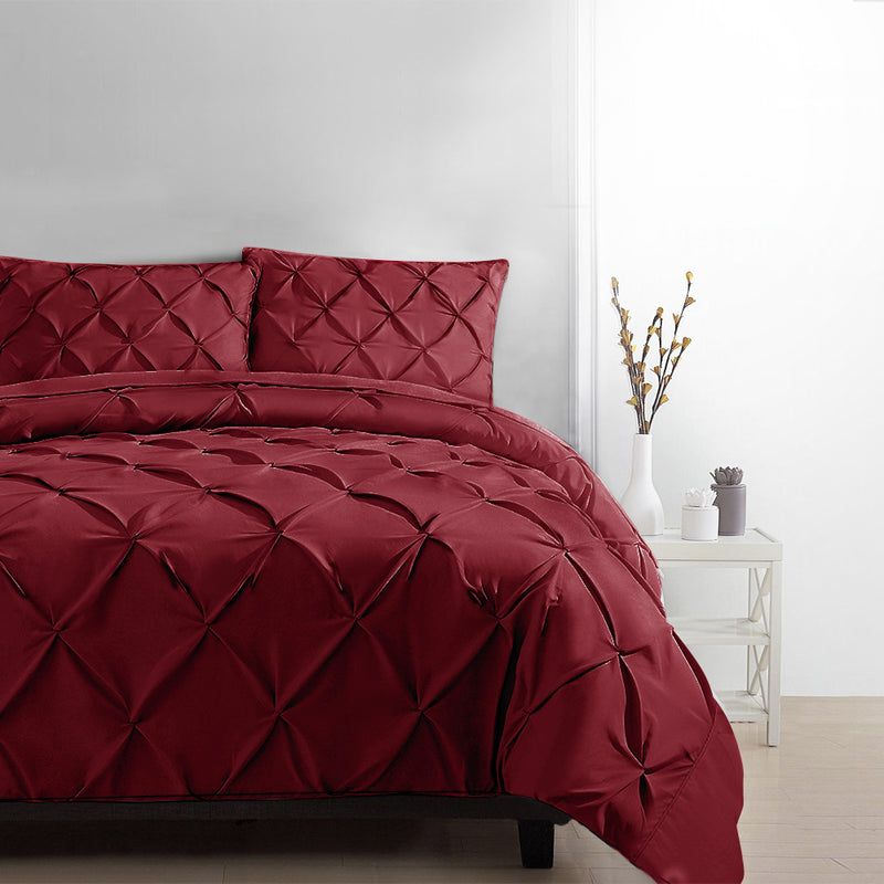 Giselle Luxury Classic Bed Duvet Doona Quilt Cover Set Hotel Queen Burgundy Red - Sale Now