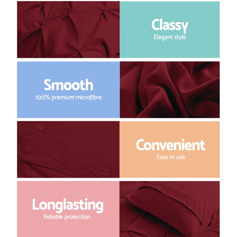 Giselle Luxury Classic Bed Duvet Doona Quilt Cover Set Hotel Super King Burgundy Red - Sale Now