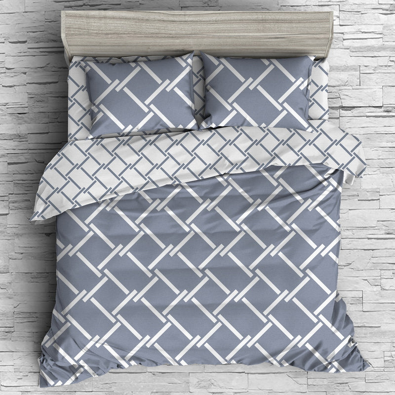 Giselle Bedding Quilt Cover Set Queen Bed Doona Duvet Reversible Sets Geometry Pattern - Sale Now