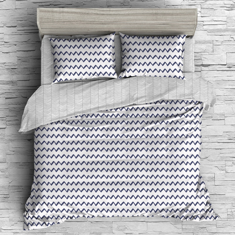 Giselle Bedding Quilt Cover Set Queen Bed Doona Duvet Reversible Sets Wave Pattern Black White - Sale Now