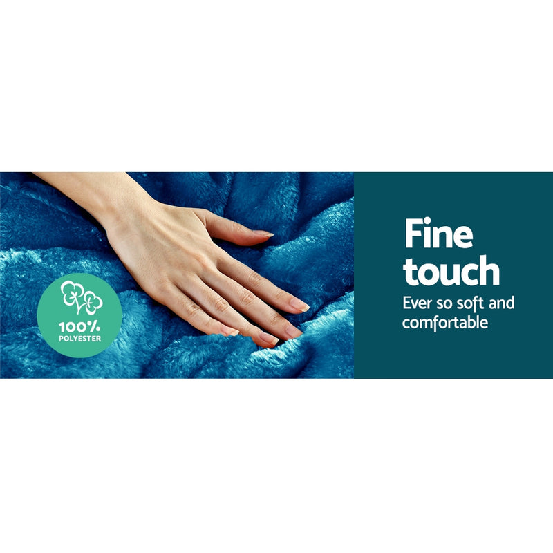 Giselle Bedding Faux Mink Quilt Comforter Winter Weighted Throw Blanket Teal King - Sale Now
