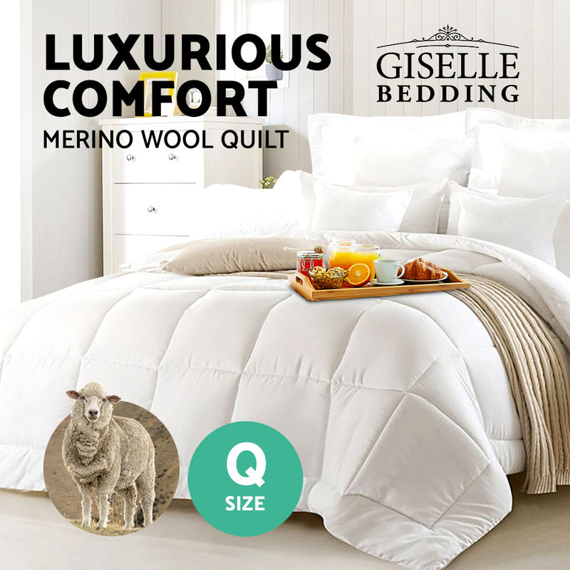 Giselle Bedding Queen Size Merino Wool Duvet Quilt - Sale Now