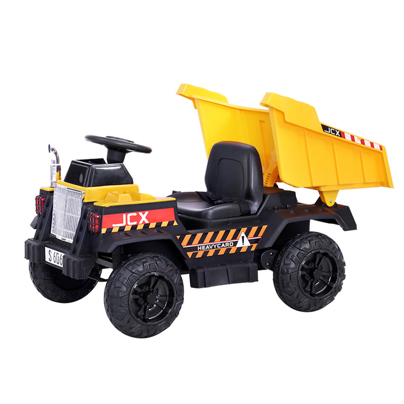 Rigo Kids Ride On Car Dumptruck 12V Electric Bulldozer Toys Cars Battery Yellow - Sale Now