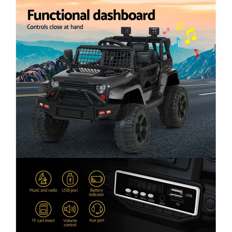 Rigo Kids Ride On Car Electric 12V Car Toys Jeep Battery Remote Control Black - Sale Now