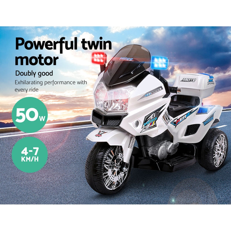 Rigo Kids Ride On Motorbike Motorcycle Car White - Sale Now