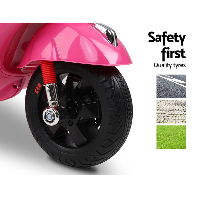 Rigo Kids Ride On Motorbike Vespa Licensed Motorcycle Car Toys Pink - Sale Now