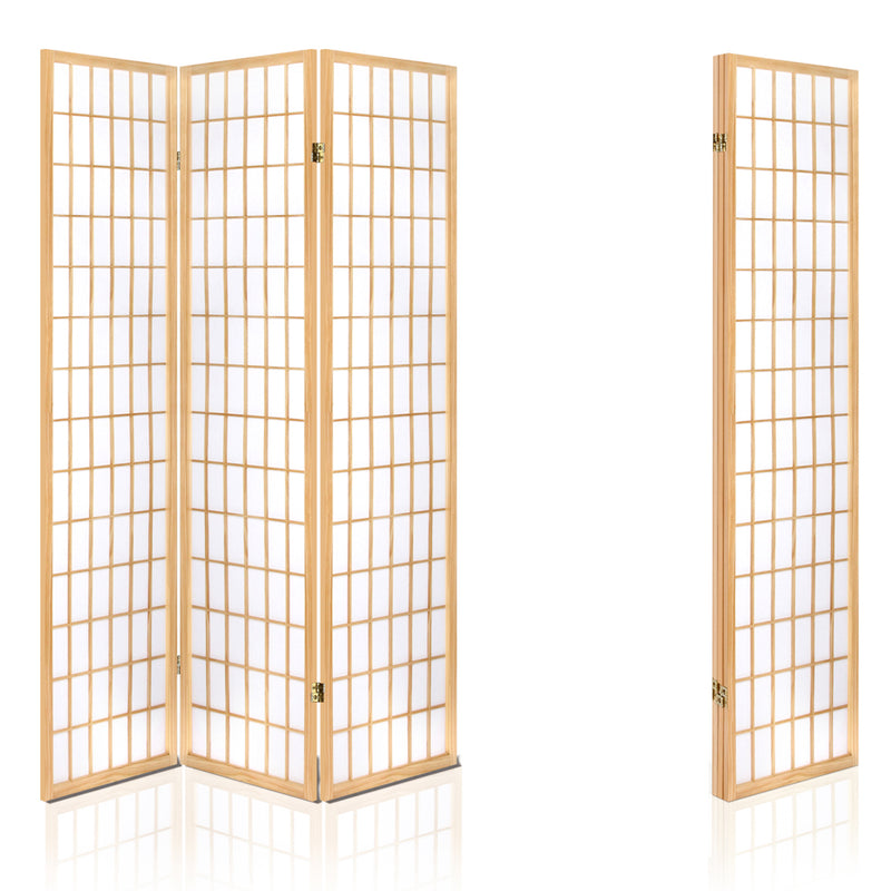 Artiss 3 Panel Wooden Room Divider - Natural - Sale Now