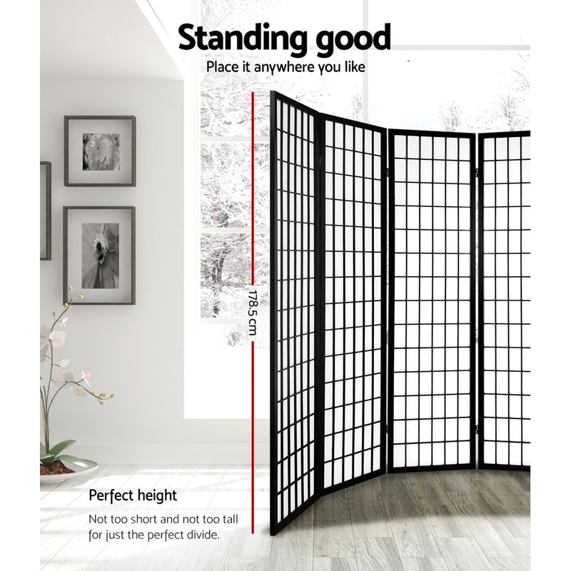 Artiss 8 Panel Room Divider Privacy Screen Dividers Stand Oriental Vintage Black - Sale Now