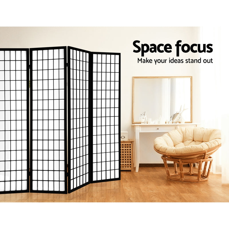 Artiss 8 Panel Room Divider Privacy Screen Dividers Stand Oriental Vintage Black - Sale Now