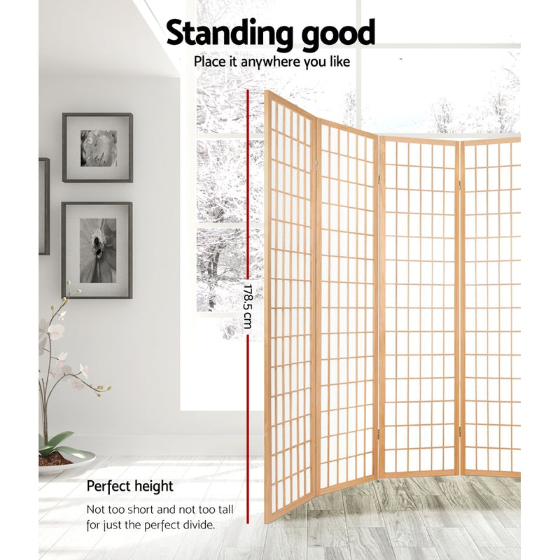 Artiss 8 Panel Room Divider Privacy Screen Dividers Stand Oriental Vintage Natural - Sale Now