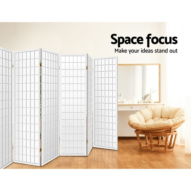 Artiss 8 Panel Room Divider Privacy Screen Dividers Stand Oriental Vintage White - Sale Now