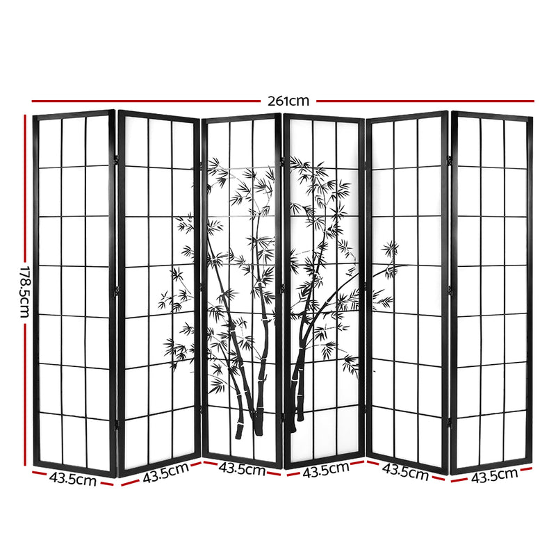 Artiss 6 Panel Room Divider Screen Privacy Dividers Pine Wood Stand Black White - Sale Now