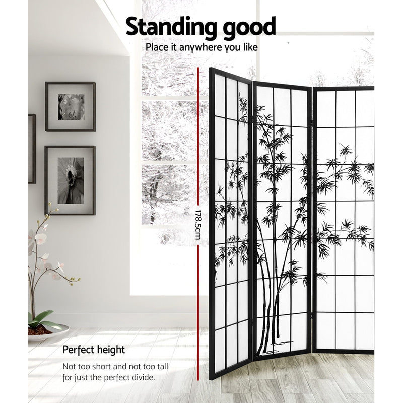 Artiss 8 Panel Room Divider Screen Privacy Dividers Pine Wood Stand Shoji Bamboo Black White - Sale Now