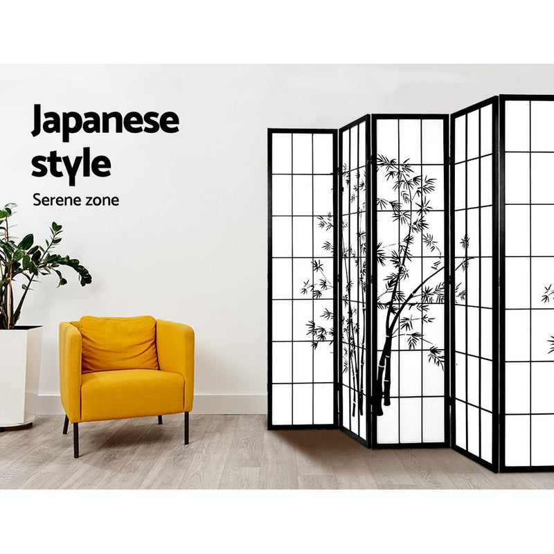 Artiss 8 Panel Room Divider Screen Privacy Dividers Pine Wood Stand Shoji Bamboo Black White - Sale Now