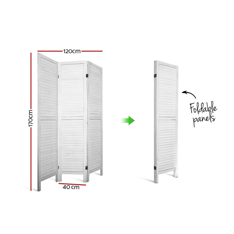 Artiss Room Divider Privacy Screen Foldable Partition Stand 3 Panel White - Sale Now